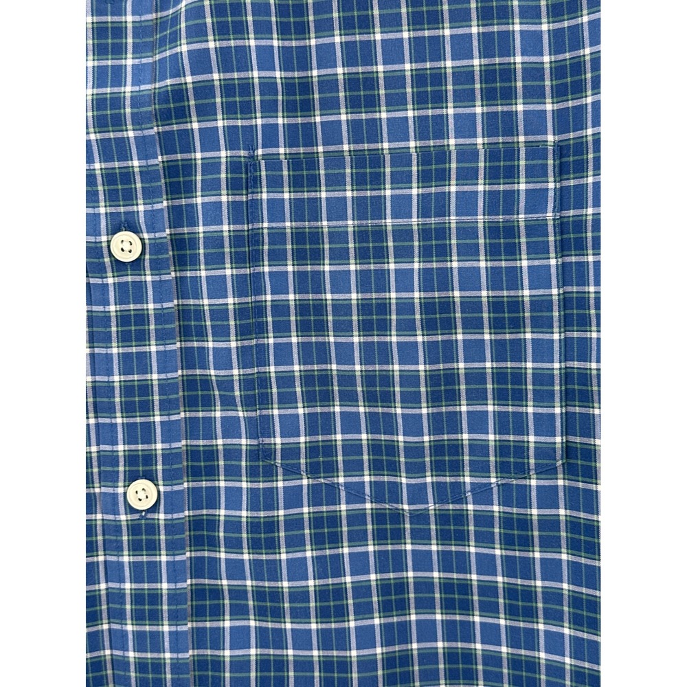 LL Bean Mens Traditional Fit Plaid Short Sleeve Button Down Shirt Blue M 502253 - Picture 3 of 6